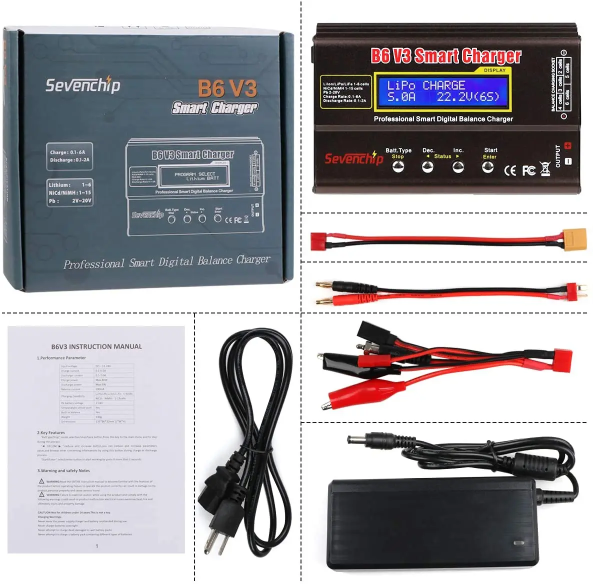 Chargeur et Adaptateur Drone 15V 6A - UE/US - Rouge/Jaune/Bourgogne