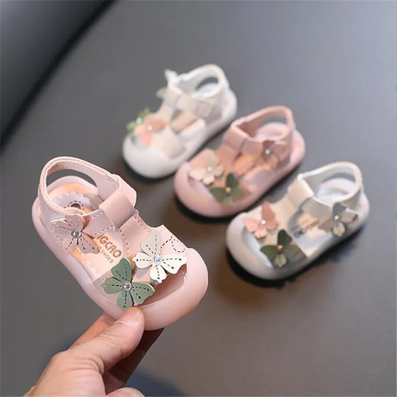 Summer new children's leisure sports sandals Girls Toddler Baotou shoes soft bottom bow princess shoes children's Non Slip shoes