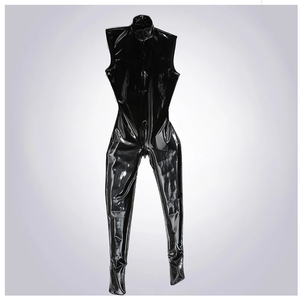Mirror Latex Ammonia Jumpsuit Convex Crotch Man Sleeveless One-Piece Tights Suitable For All Seasons Sexy Rubber Stage Bodysuit men jumpsuit