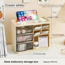 Enhanced Transparent Multi-Layer Storage Box for Home and Office Organization (Cream white)