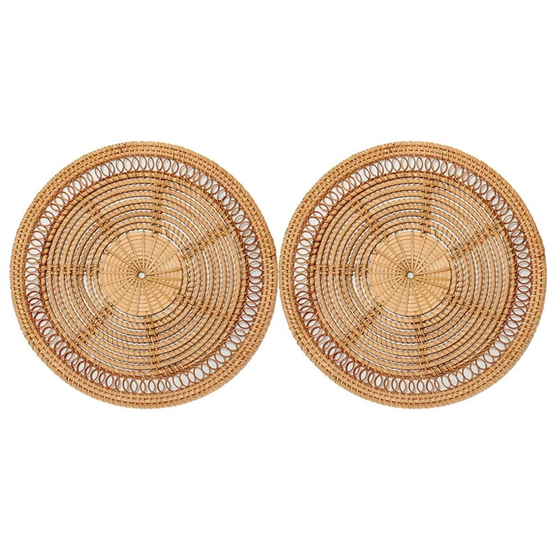 

2X Home Woven Wall Basket Natural Boho Home Decor Decorative Rattan Decor Woven Wall Decor Woven Wall Hanging 11.8 Inch CNIM Hot