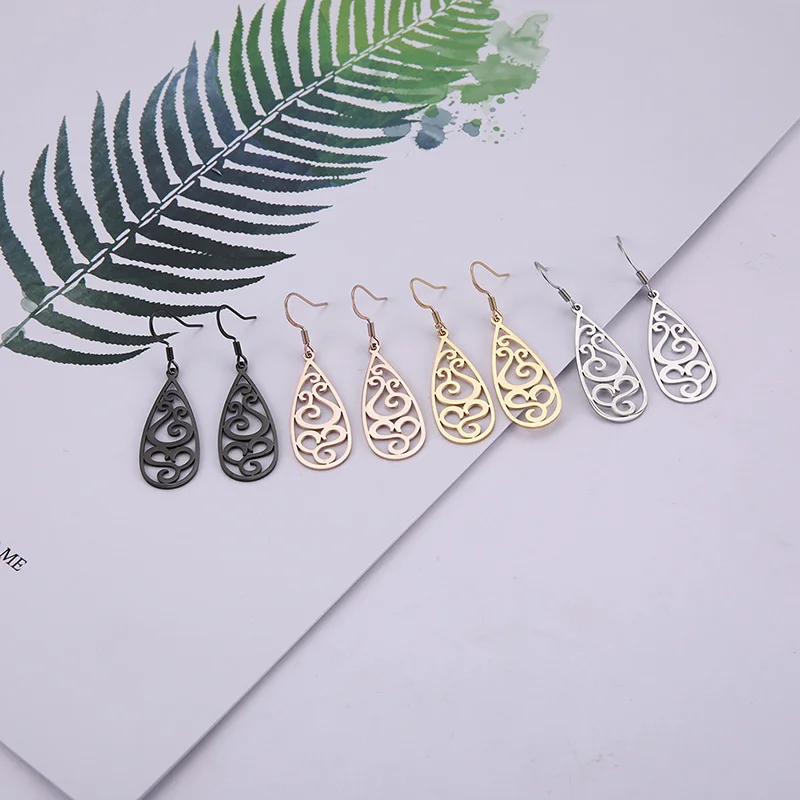 Böhmen Vintage Schnitzen Rattan Blume Antike Silber Farbe Tropfen Baumeln Ohrring Für Frauen Mädchen Hohl Unregelmäßige Geometrische Schmuck – Detail 7