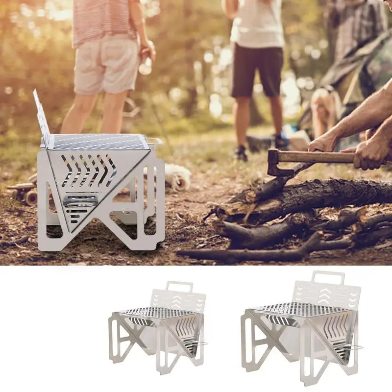 

Folding Campfire Grill Portable BBQ Grill Ultra Lightweight Multipurpose Stainless Steel Camp Grill Grate For Camping Parties