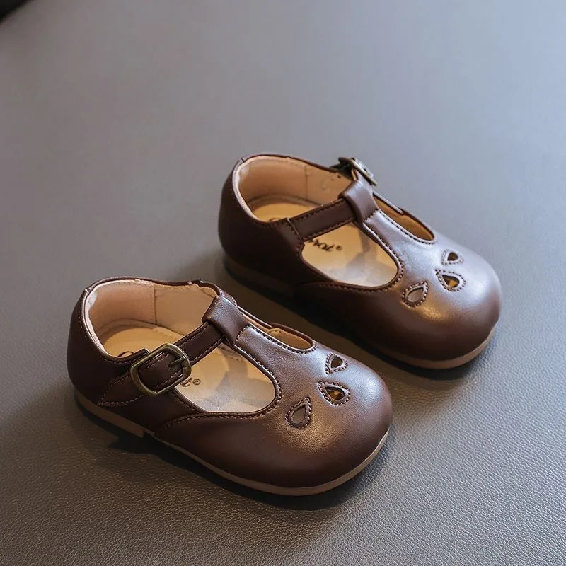 Children Leather Shoes for Boys Girls Shoe Kids Soft Bottom PU Leather Sandals Hollow Toddler Outside