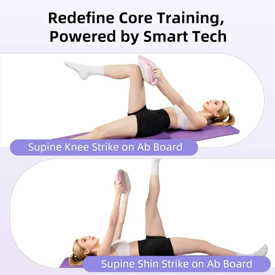 Smart Ab Trainer Machine with Bluetooth Music & Counter, Sit Up Assistant Core Workout Equipment with Foam Cushion for Home Gym