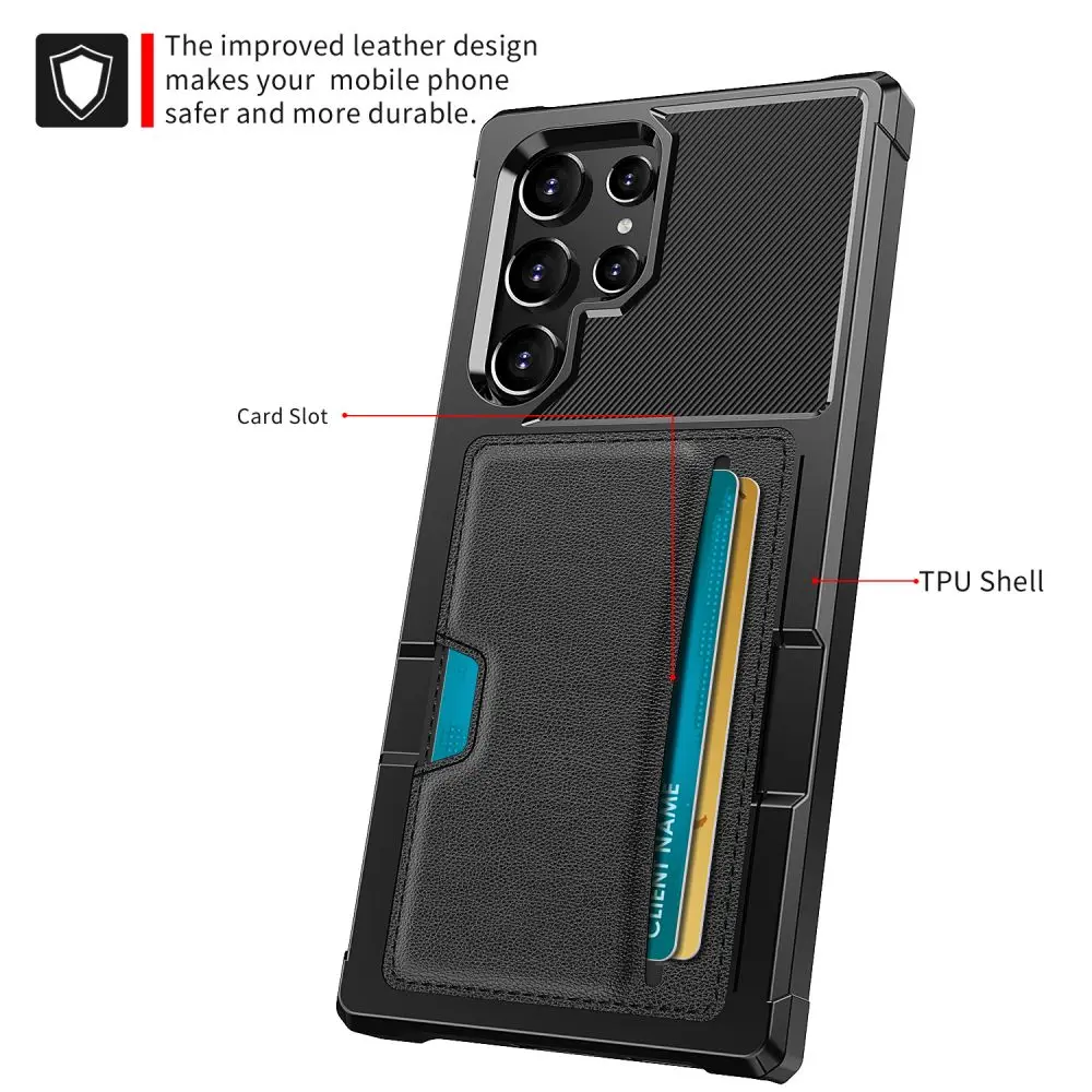 Leather Wallet Phone Case For Samsung Galaxy With Magnetic Mount_voghion.com