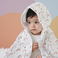 Elinfant Baby Bath Towels Soft Newborn Hooded Towel Blanket,100% Cotton Crepe Cloth Baby Bathrobe