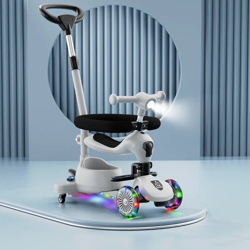 Scooter for Children Folding 3 Wheel Skateboard Tricycle Baby Portable Stroller Hoverboard That Plays Music Balance Multimodal children scooter