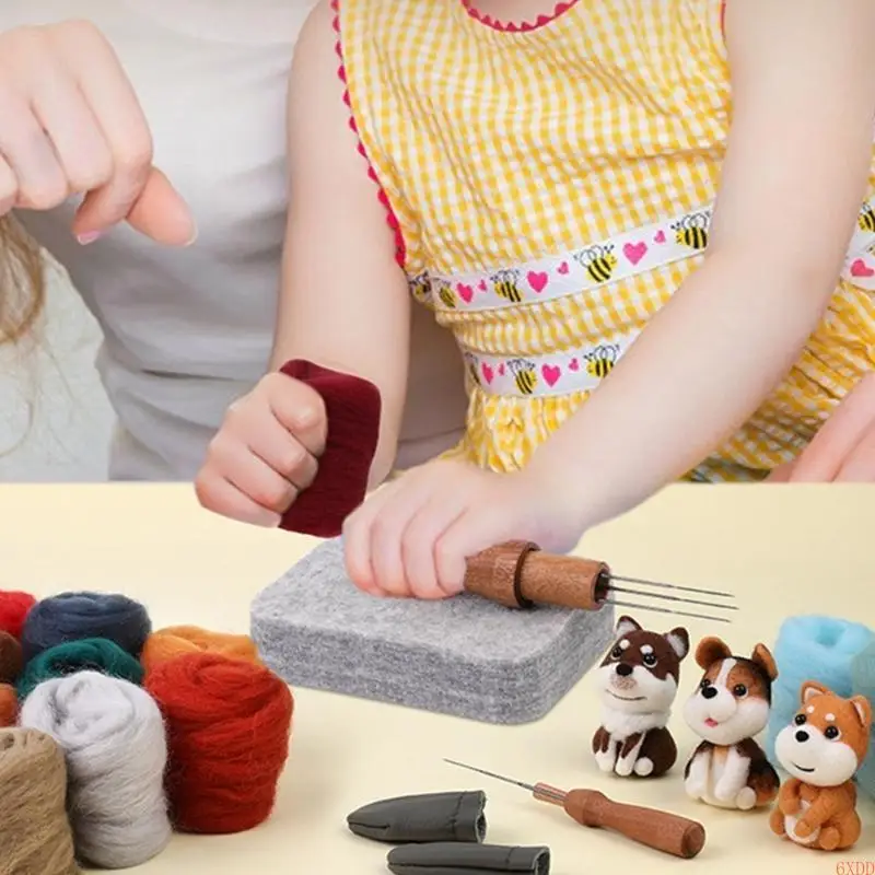 6XDD Needle Felting Supplies for Beginner with Felting Needle Instruction Wool Roving