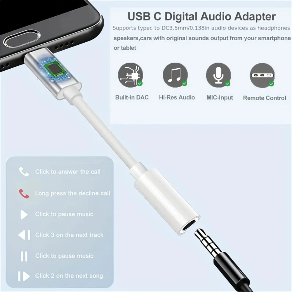 Universal USB C to 3.5mm Audio Adapter Earphone Jack Converter