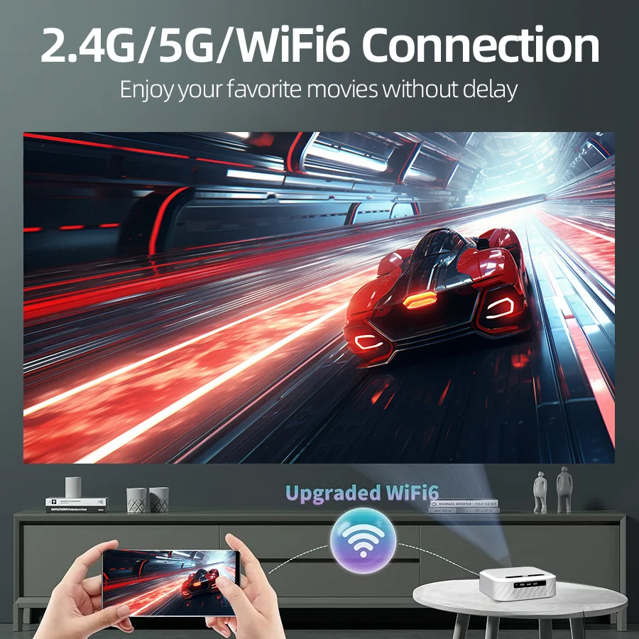 4K Smart Projector Full HD 1920*1080P 5G Wifi Control Home Cinema Theater Supports HDMI And Wifi Connection Built in Android Sys