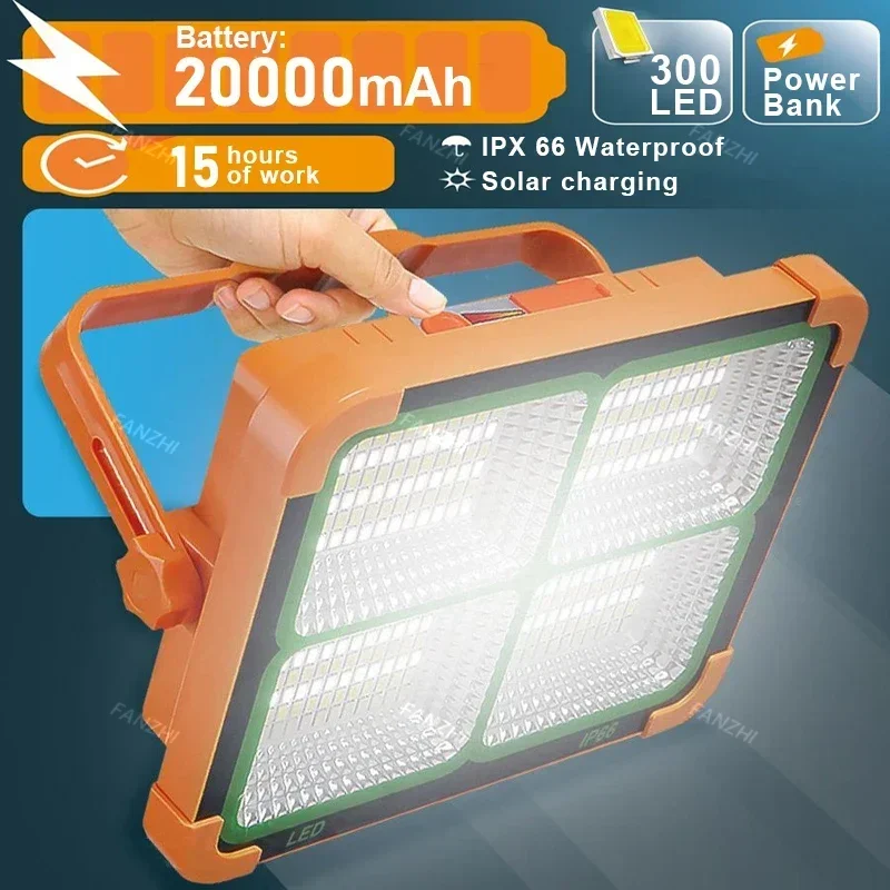Camping Lamp Camping Lights 20000mAh Camping Lantern High Solar Repair Emergency Lamp Magnet Powerful Flashlight Power Bank Rechargeable LED Tent Light