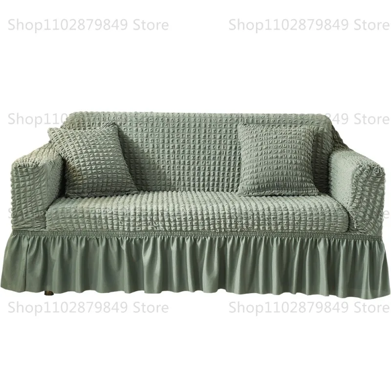 

Sofa Cover for Living Room Thick Ruffled Seersucker Elastic L Shaped Corner Sofa Cover 1/2/3/4 Seater Cover for Sofa