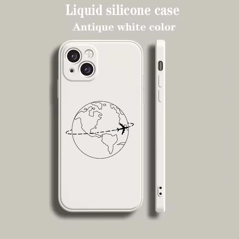 Beige Cartoon World Map Scenery Direction Phone Case