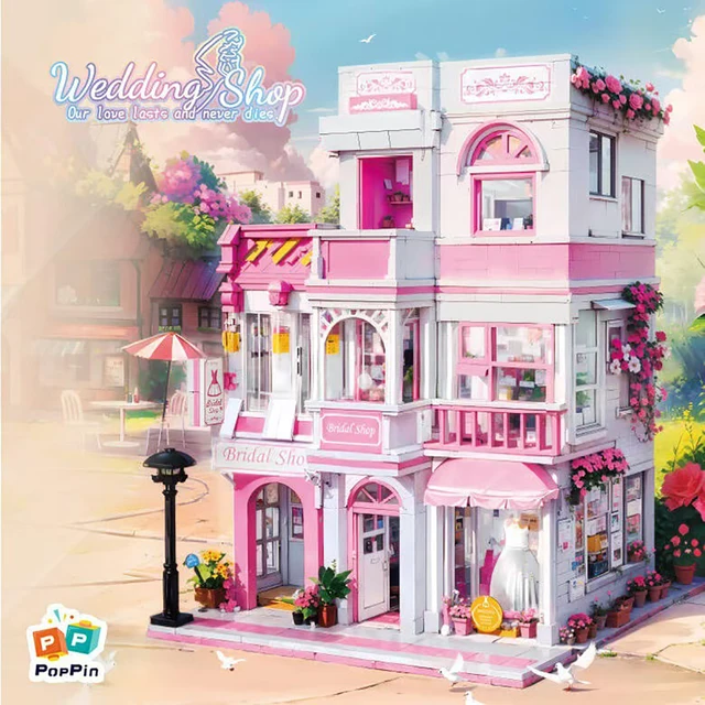 Wedding Gallery Building Blocks Garden Hotel Assembling Street View Romantic Ornament Model Girl Gift 1