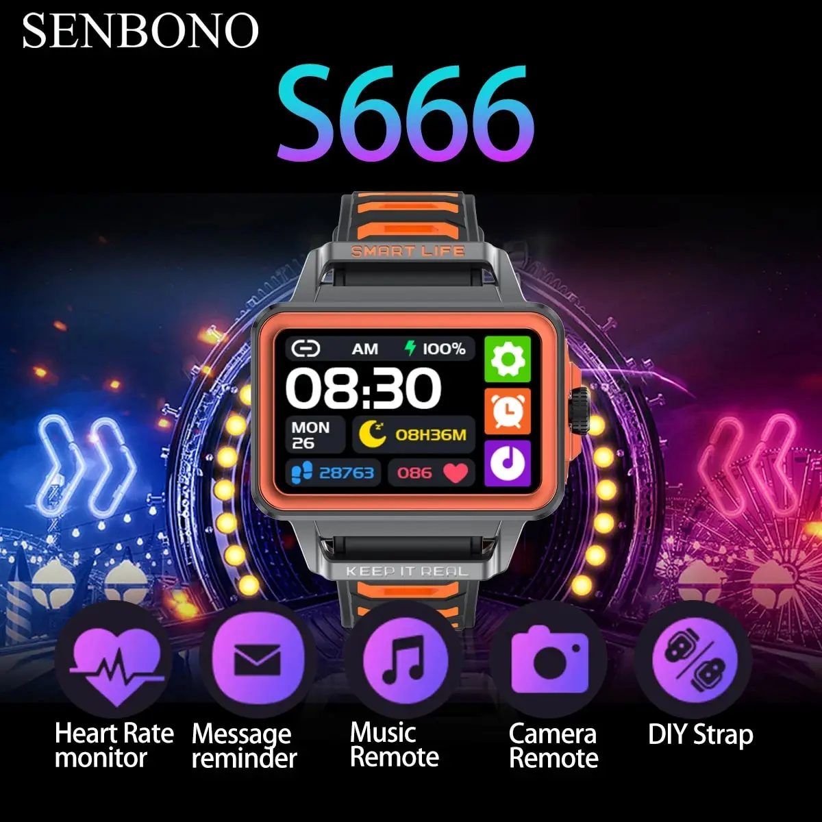 SENBONO NEW S666 Smart Watch for Men Women Call Reminder Heart Rate Monitor Waterproof Bracelet Sport Smartwatch for IOS Android