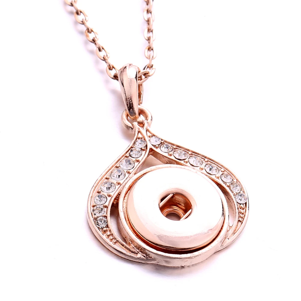 10Pcs Golden 18mm Snap Button Pendant Necklace Fashion Women Jewelry