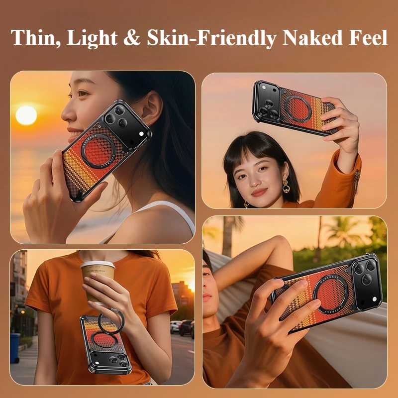 Oatsbasf Magnetic Shockproof Phone Case with 360° Rotatable Kickstand and Carbon Fiber Texture