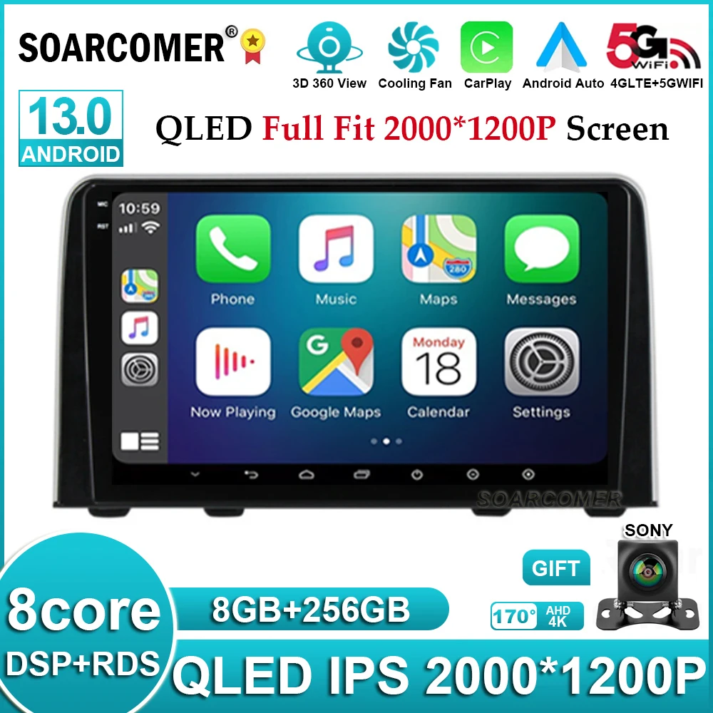 Android 13 Per Honda Crv Cr-V 5 Rt Rw 2016 - 2018 Autoradio Multimedia 4G Bt Lettore Video Navigazione Gps Stereo Wireless Carplay