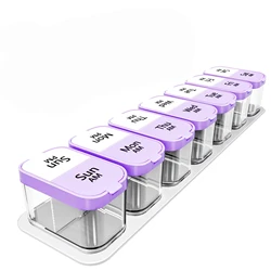 Oversized Weekly Pill Organizer with AM/PM Compartments for Medications and Supplements (Purple)