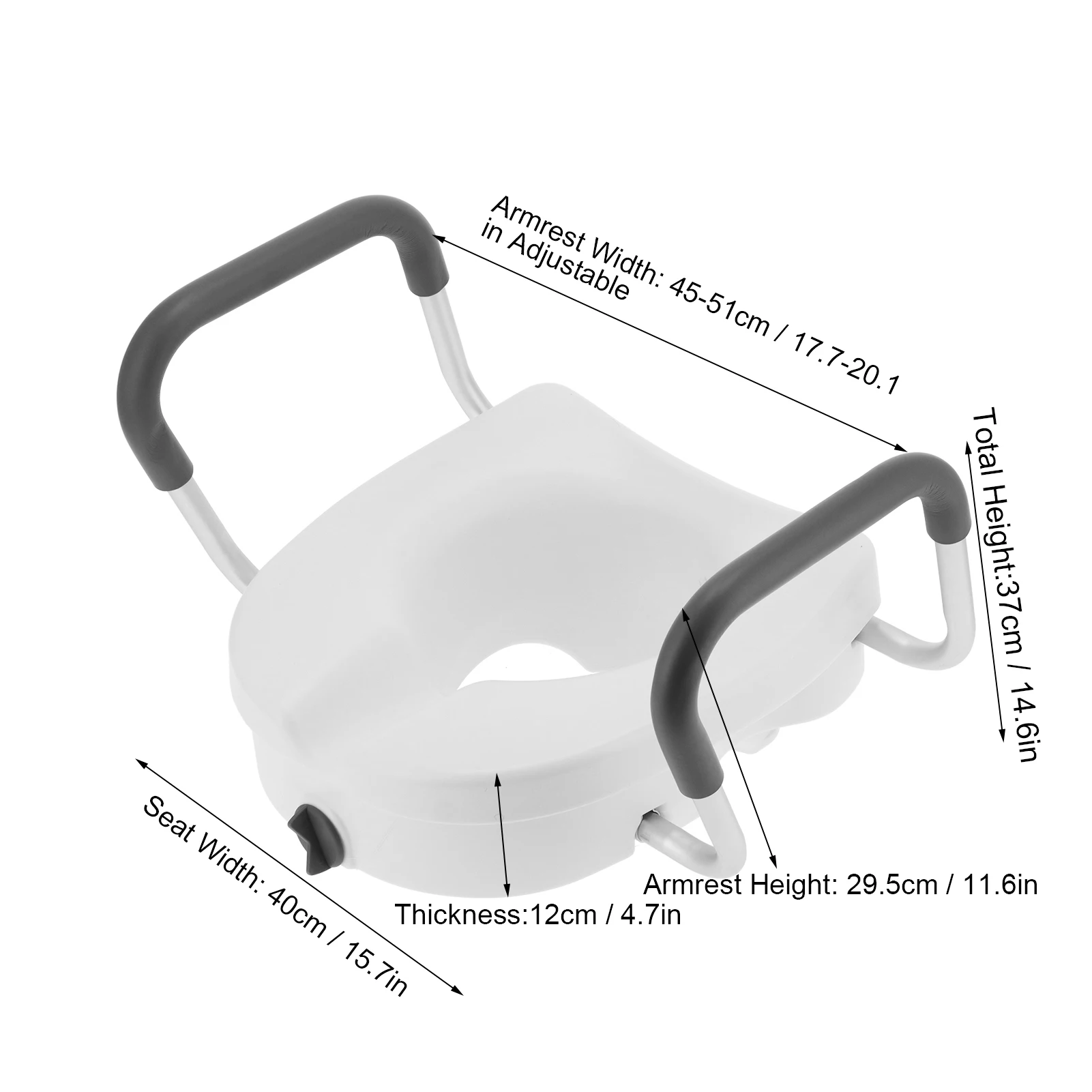 Raised Toilet Seat Raised Toilet Seat with Non‑Slip Adjustable Armrest Bathroom Supplies for Seniors Pregnant Women