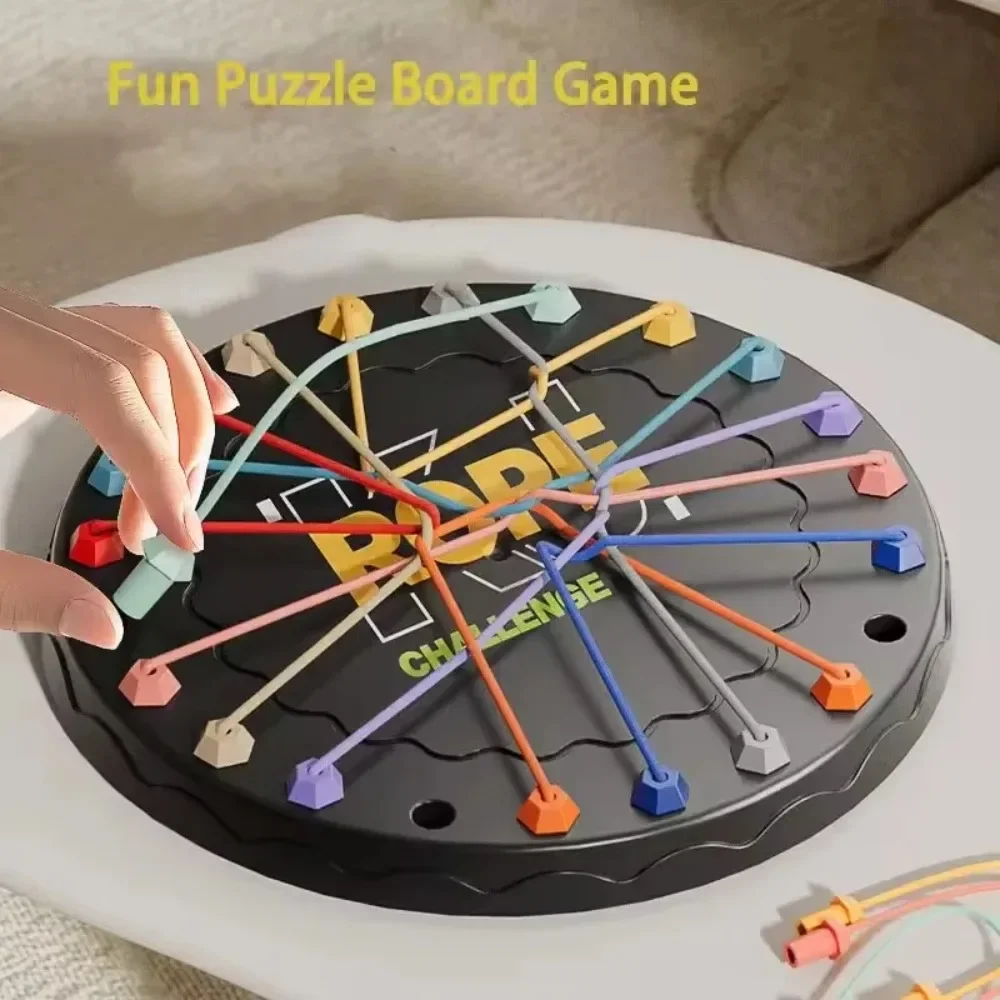 Children's Rope Knots Sensory Social Board Game Logical Thinking Challenge Table Game Color Sorting with 10 Ropes