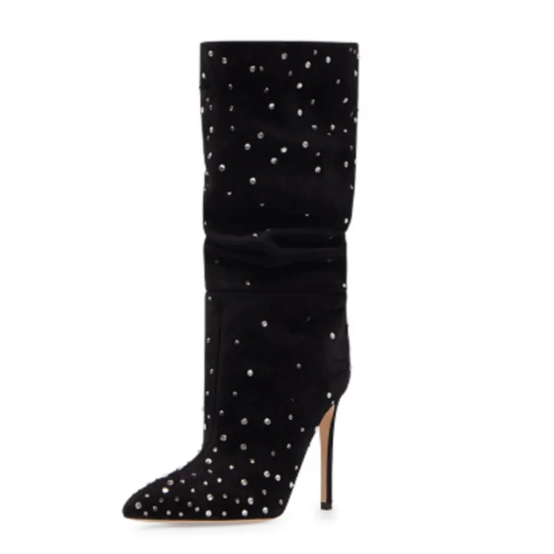 

Autumn 2022 women's new pointed thin heel hot drill versatile comfortable sleeve large super high heel boots