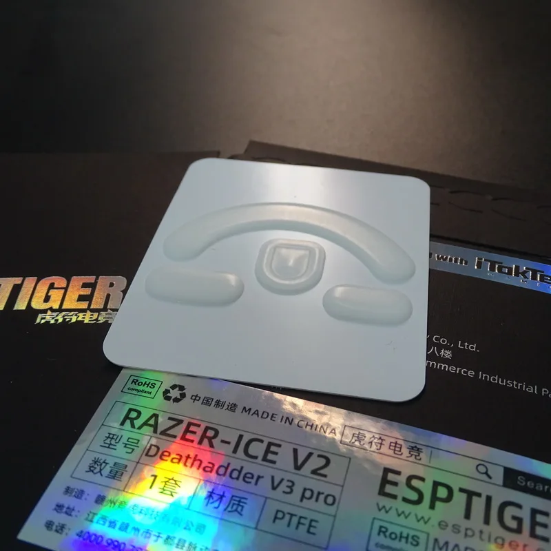 Esports Tiger Mouse Skates Versão Ice Mouse Feet para Razer Deathadder v3 Pro Mice Glides Pacote 1