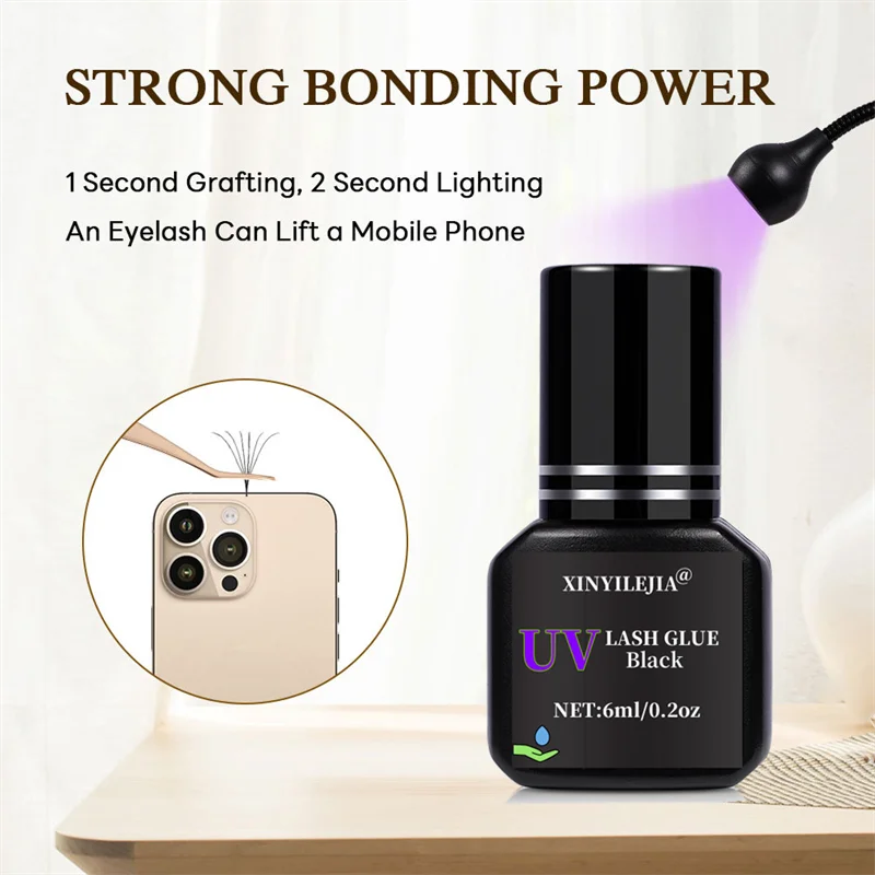 6ML UV Lash Glue For Eyelash Extension Adhesive Waterproof Long Lasting 1S Quick Drying Korean Purple Professional Makeup Tools