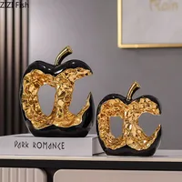 Gold-plated Apple Hollow Out Crafts Ceramic Sculpture Desk Decoration Ornaments Creative Apple Statue Room Aesthetic Decor 4