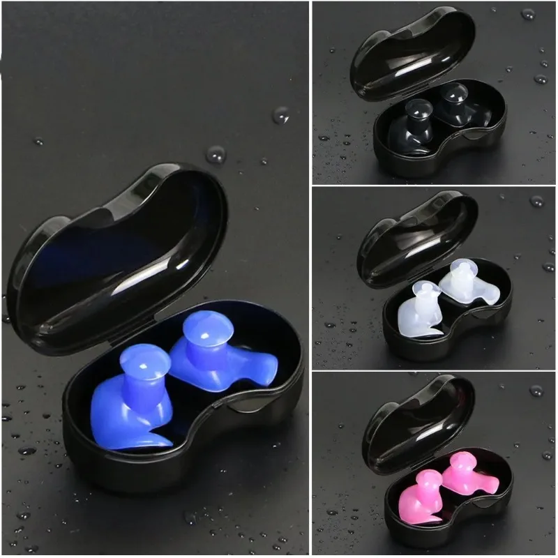 Portable Silicone Earplugs with Box, Water Sports, Swimming Accessories, Soft, Dust-Proof Ear Plugs, Diving, Waterproof universal soft silicone swimming ear plugs earplugs pool accessories water sports swim ear plug