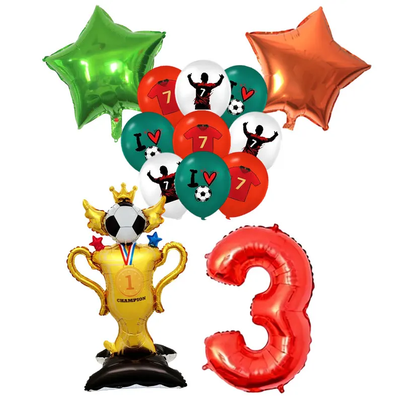 Geburtstagsdekoration CR7 Fußball-Themenparty-Zubehör Geschirr Teller Becher Servietten Tischdecke Fußballstar-Fans Partys Ballon-Set – Detail 22