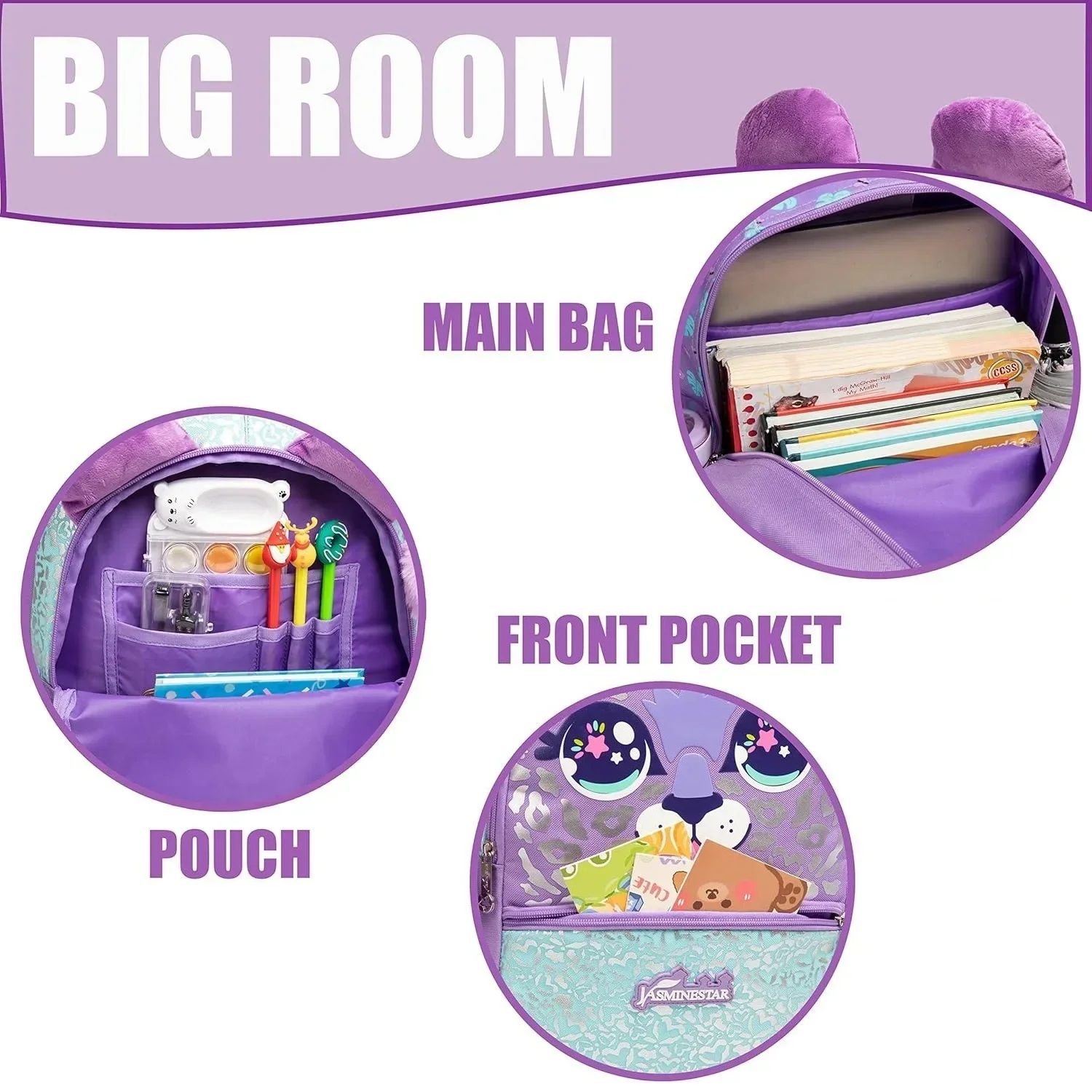 3PCS Kids Backpacks for Girls Cute School Bag with Lunch Box Pencil Case Primary Child School Backpacks Back To School Girls Bag - 2