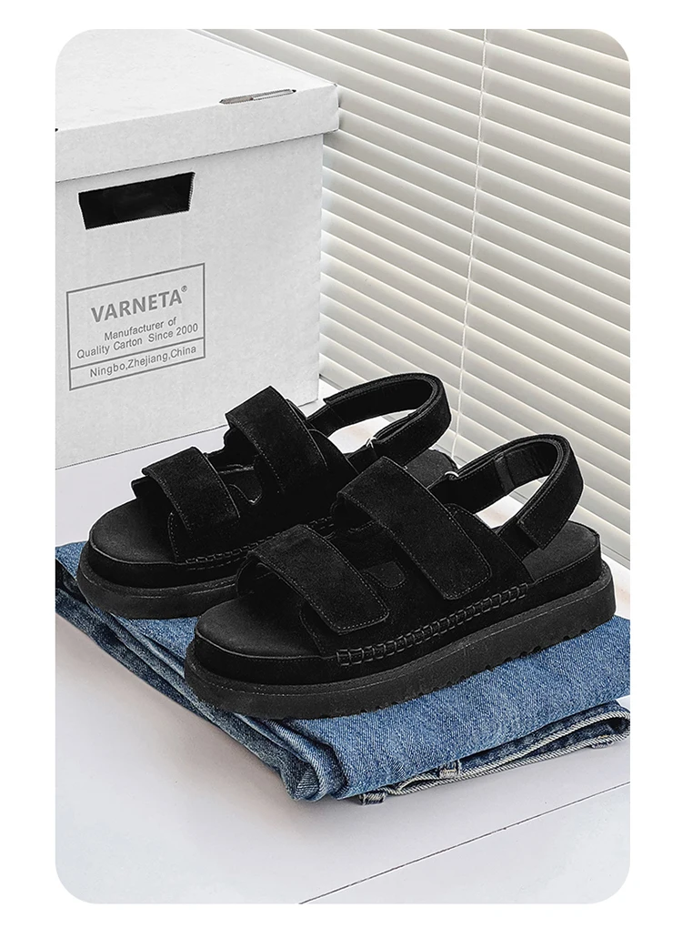 Hight Quality Summers New Street Style Genuine Leather Sandals For Men's Women Daily Outdoor Beach Dress Height Increasing Shoes Sb26899a375ef42ca80e207d2d9d537f3N