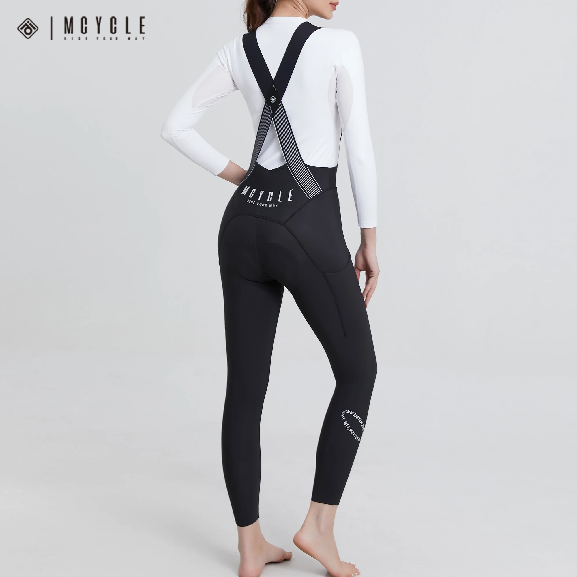 Mcycle Unisex Winter Cycling Bibs Pants Anti-cold Bike Bib Tights Keep Warm Gel Pad Shockproof Thermal Fleece Bicycle Bib Tights