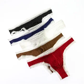 5 pezzi nuovi slip da uomo intimo sexy vita bassa traspirante traslucido gusto da uomo T-Back slip piccoli di alta qualità