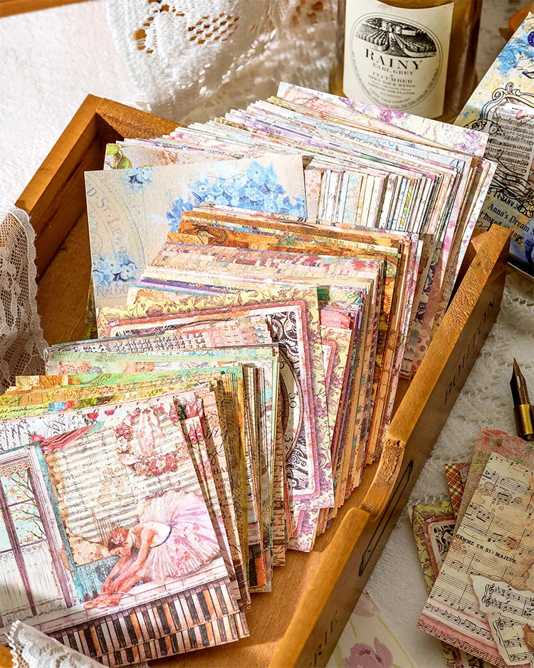100 Stück Vintage-Muster, DIY, Scrapbooking, dekoratives Papier für Tagebuch, Album, Hintergrundpapier, handgefertigtes Junk-Journaling-Material – Detail 10