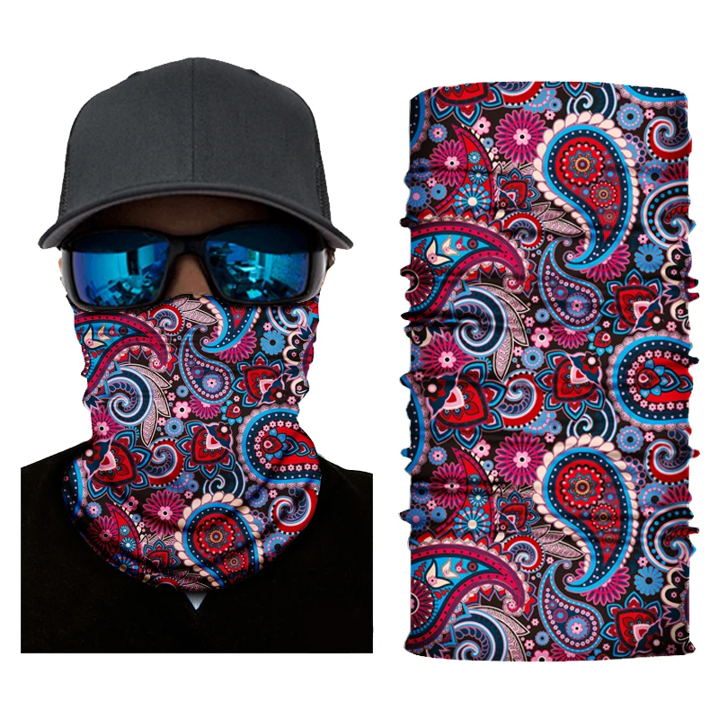 Paisley Seamless Neck Scarf Tube Bandana Multifunctional Headwear Headband Hijab Mask Cap Kerchief Babushka