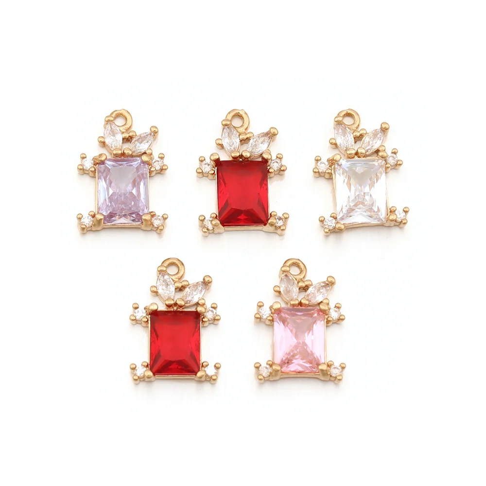 Cordial Design 11*16MM 50Pcs Rhinestone Pendant/Jewelry Findings & Components/CZ Charms/Rectangle Shape/Hand Made/DIY Making - cordial