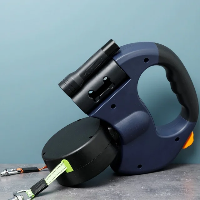 Sb268dbd4780040988efacc4215e2ef23l.jpg Retractable Dual Doggie Leash with LED Light, 360 Swivel No Tangle for Each Dog Independent Braking with 3M Reflective Leads