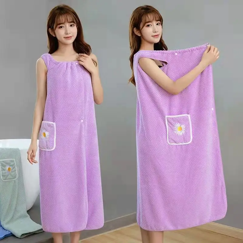 Large Bath towels For Body coral velvet Bath Towels Fashion Lady Wearable Fast Drying Beach Spa Bathrobes Bath Skirt 3