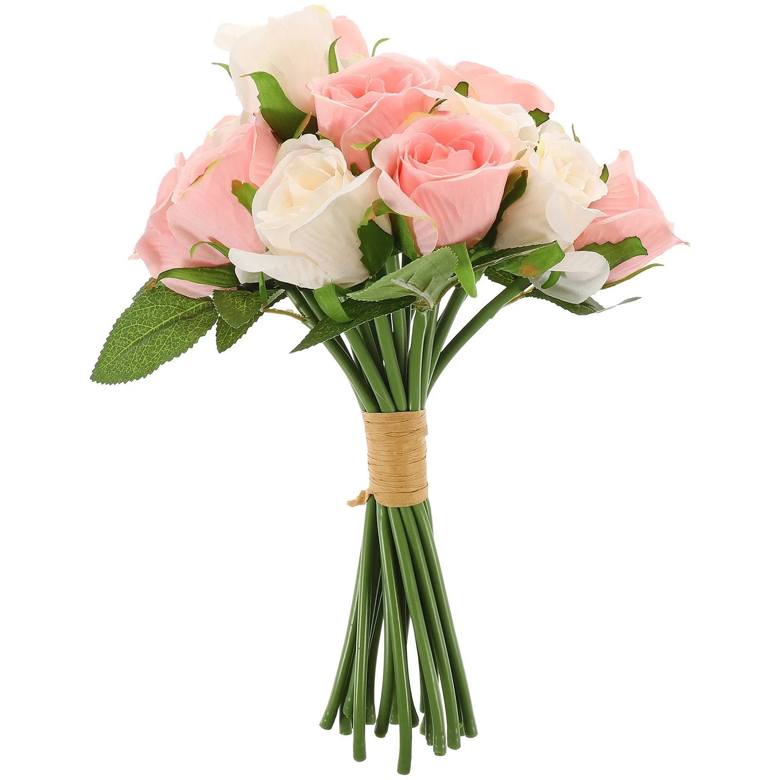 

18pcs Desktop Fake Flower Bunch Realistic Rose Bunch Ornament Household Flower Decor