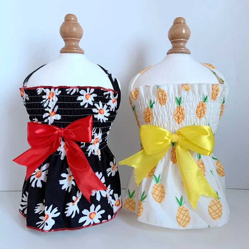 Pet Princess Dress Floral Bow Skirt Pet Dog Wedding Dress For Small Medium Dogs Summer Chihuahua Pug Clothing Supplies