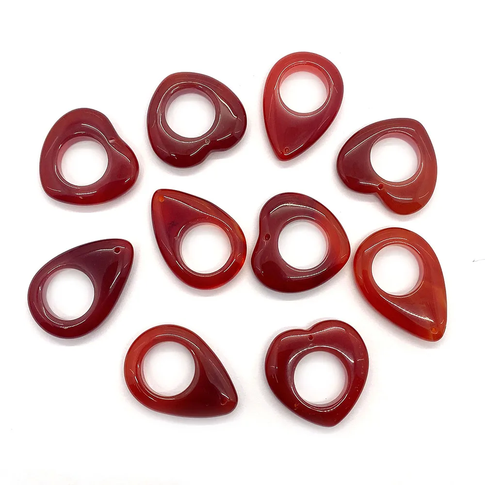 

1pcs Natural Stone Red Agate Fashion Hollow Love Pendant Large Hole Agate DIY Accessories Energy Jewelry Pendant Supplies Gifts