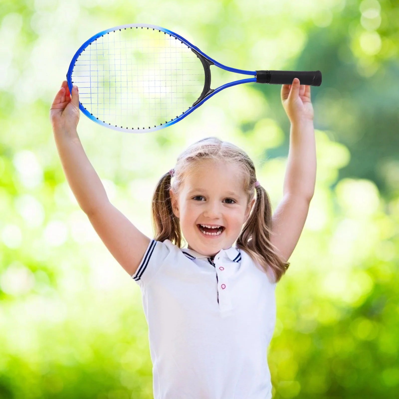 Two Tennis Rackets Set Lightweight Kids Sports Toy Children Outdoor Leisure Toy Safe Durable Handle Flexible Cable Oval Racket
