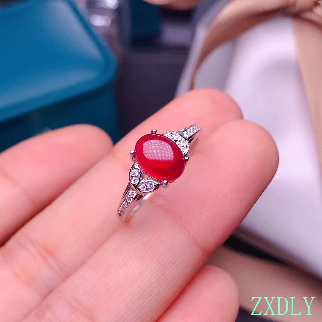 2022 New Fine Jewelry Natural Ruby Ring For Women S925 Sterling Silver Inlaid Red Color Gemstone