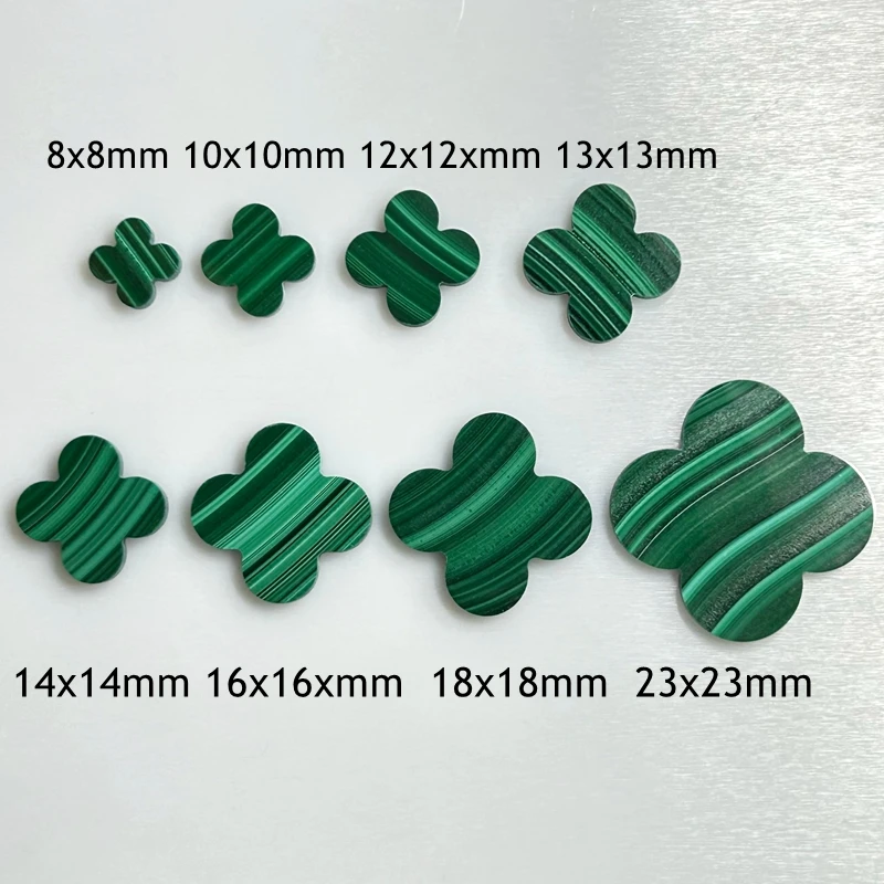 Meisidian 4 Leaf Clover 8mm 10mm 12mm 14mm 18mm 23mm Natural Green Malachite Four Leaf Clover Stone 6