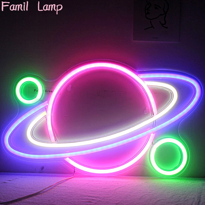 

Night Lights Neon Sign Light Led Neon Planet Spaceship Shape Astronaut Shape Kid Teens Gift Wall Room Art Bedroom Decor