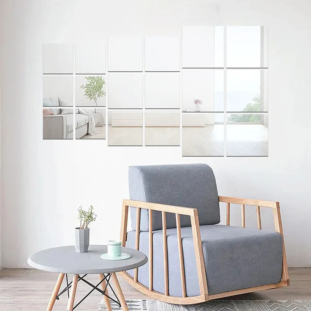 Description Picture 6 of item6Pcs Mirror Sticker 20cm 3D Square PET Self Adhesive Tile Wall Sticker Self Adhesive For Bathroom Home Decoration Accessories