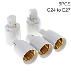 5PCS G24 to E27 Bulb Base Adapter LED Lamp Socket Holder Universal Light Converter with 2 Pin